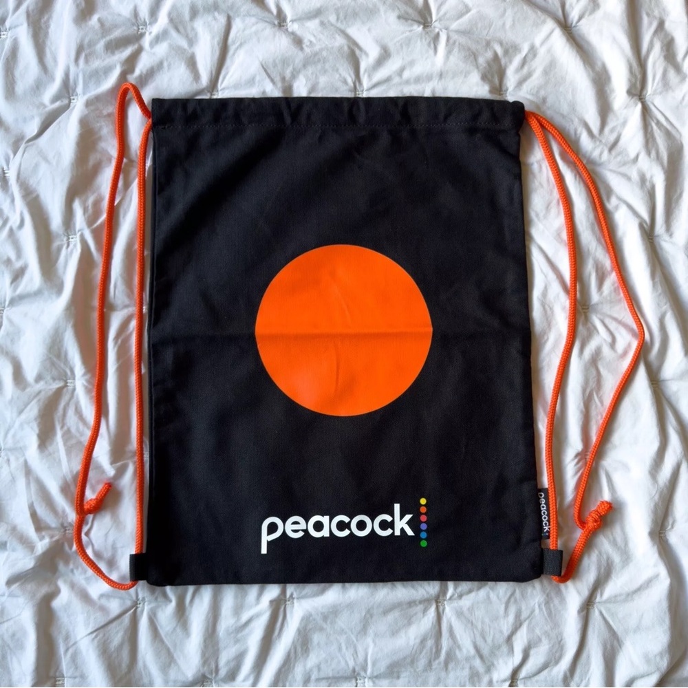 Brand New Peacock Network Promo Canvas Drawstring Bag Backpack